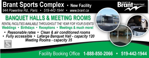 Brant Sports Complex - 944 Powerline Road, Paris - 519-442-1944 - Click here to visit our website!