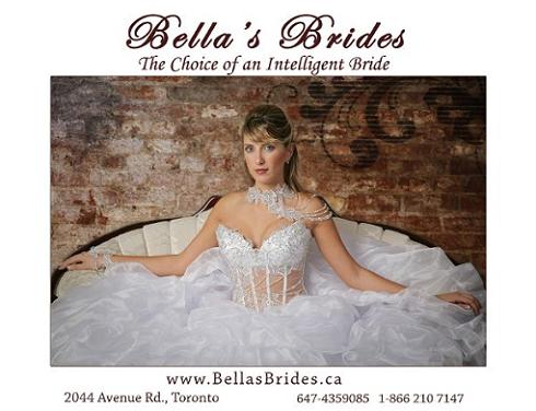 Bella's Brides is a Toronto bridal shop focused on custom wedding dresses, wedding gowns, bridesmaid dresses, mother of the bride dresses and much more. Bella's Brides offers both custom and designer wedding dresses. Your wedding day is one of the most special days of your life. Trust us to create the most beautiful wedding dress, bridesmaid dress, and mother of the bride dress for your special day.  Click here to visit our website!