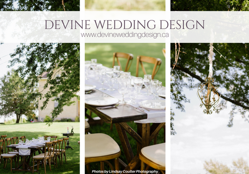 Devine Wedding Design and Event Planning - 519-348-4191 - Click here to visit our website! - Ceiling Canopies | Backdrops Decorated Tables of Importance, Centerpieces | Entranceways, Linens, Chair Covers for rent, Dinnerware and Glassware rentals