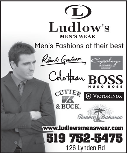 Ludlow's Men's Wear and Shoes - Formal Wear, Tuxedos and Tuxedo Rentals - 126 Lynden Road, Brantford, ON, - 519-752-5475 - Click here to visit our website!