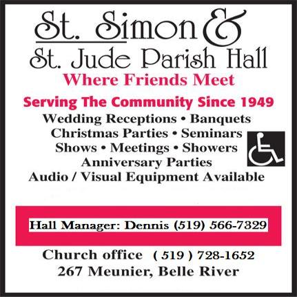 Saint Simon and Saint Jude Parish Hall - 267 Meunier, Belle River, ON - 519-728-1652 - Click here to visit our website!