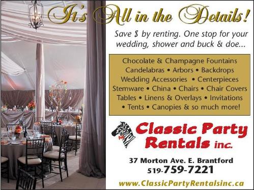 Classic Party Rentals Inc. 37 Morton Ave East., Brantford,519-759-7221 - Click here to visit our Website!