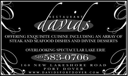 David's Restaurant - Offering Exquisite Cuisine including an array of Steak and Seafood dishes and Divine desserts. Casual upscale fine dining overlooking spectacular Lake Erie
