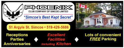 Phoenix Club - Excellent Facilities with kitchen for Receptions ~ Parties ~ Anniversaries , 51 Argyle St., Simcoe, 519-426-5686